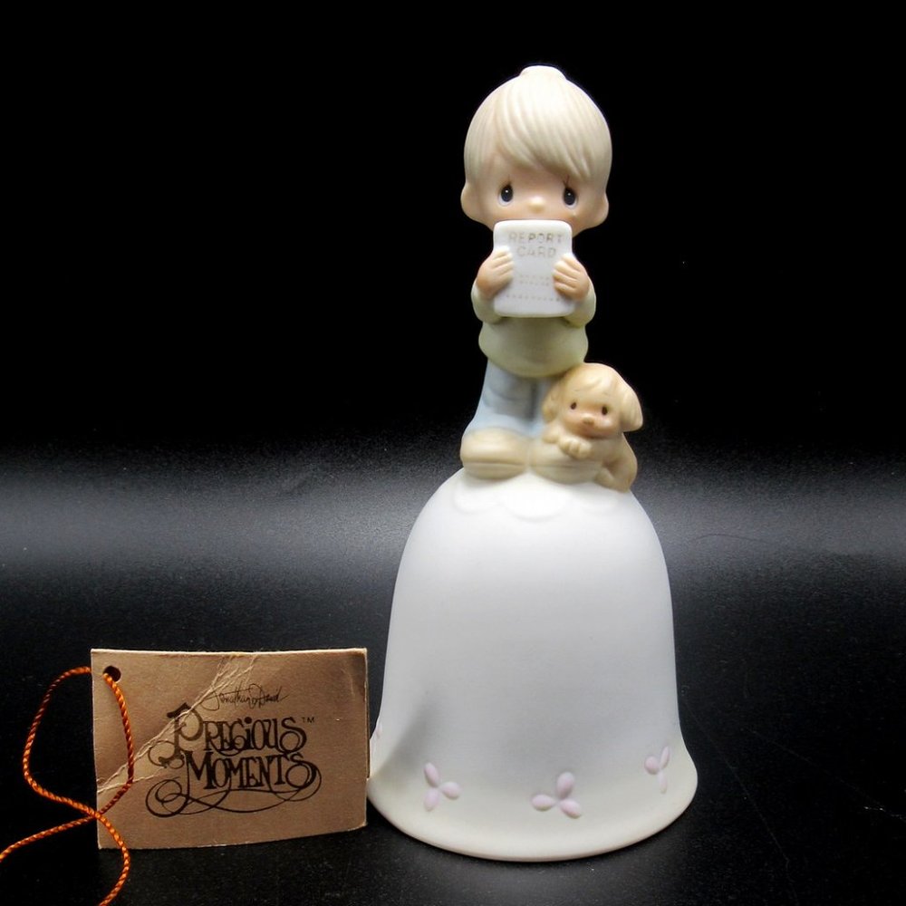 Bell with child holding report card - graduation gift - teacher gift